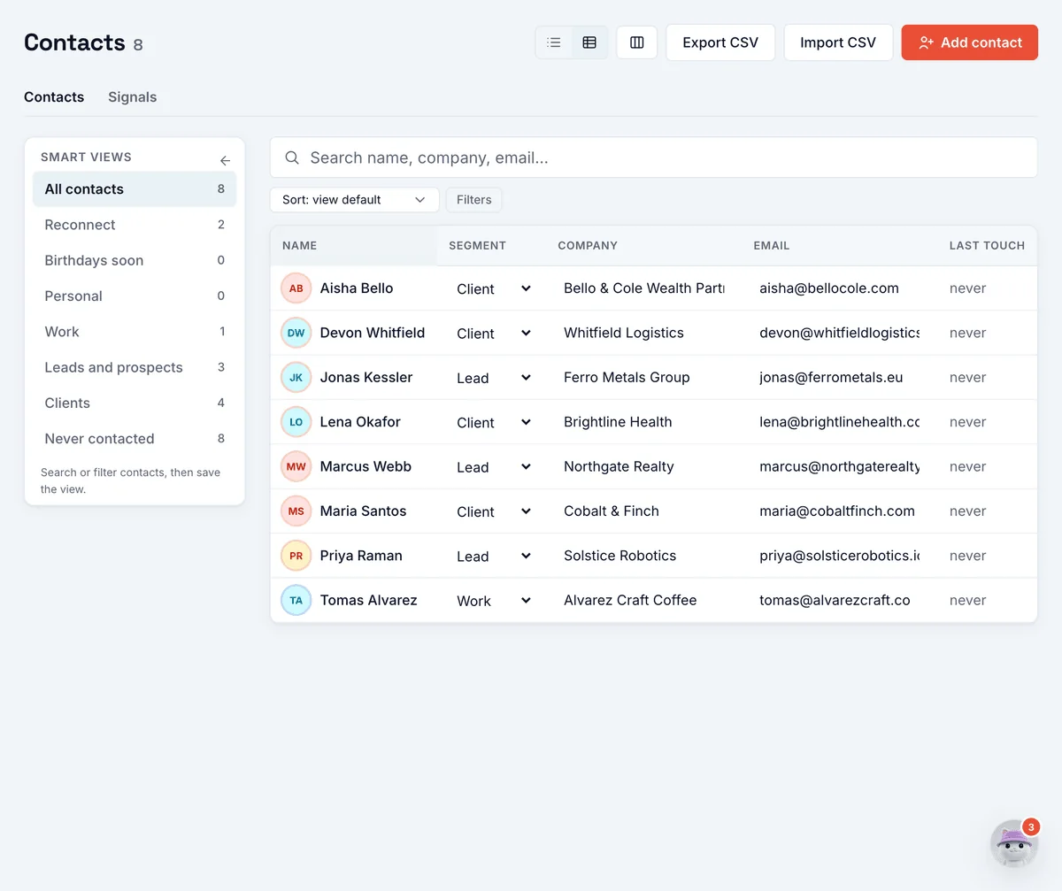 Orbit CRM and operations workspace designed and built by Neil Busque